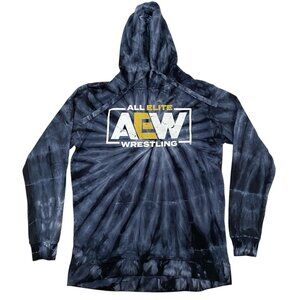 AEW All Elite Wrestling Men's DYENOMITE Tie-Dye Hoodie WWE NXT Black Gray LARGE